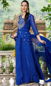 Sargam Blue Bandhani Lehenga Set