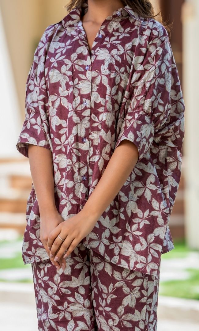 Maroon floral Co-ord Set