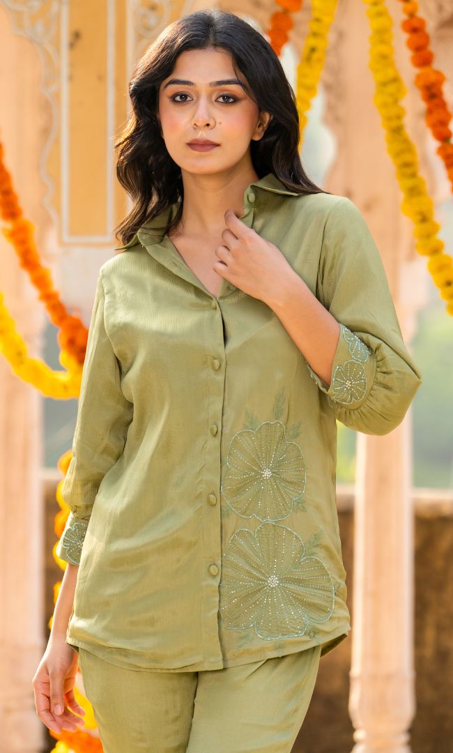 Moss Green Chinnon Co-ord Set