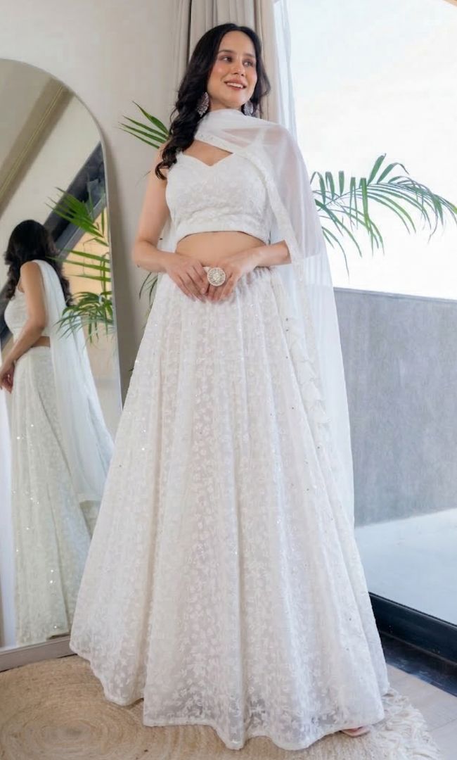 Twilight White Chikankari Lehenga