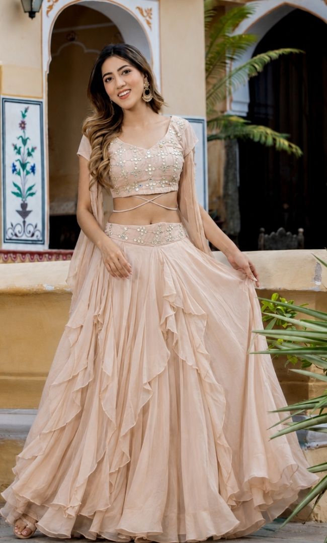 Moonlit beige Lehenga Set