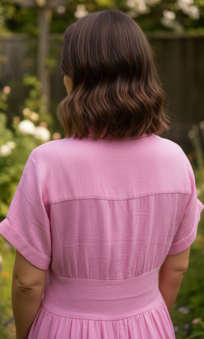 Rosy Retro Linen Dress