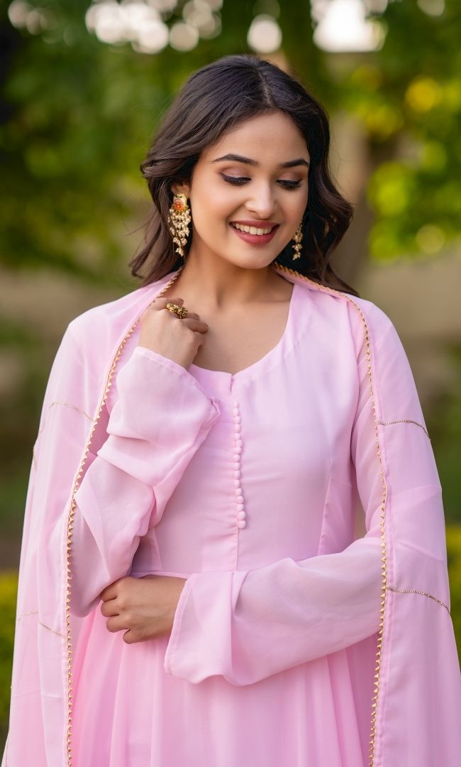 Pastel Pink Anarkali Set