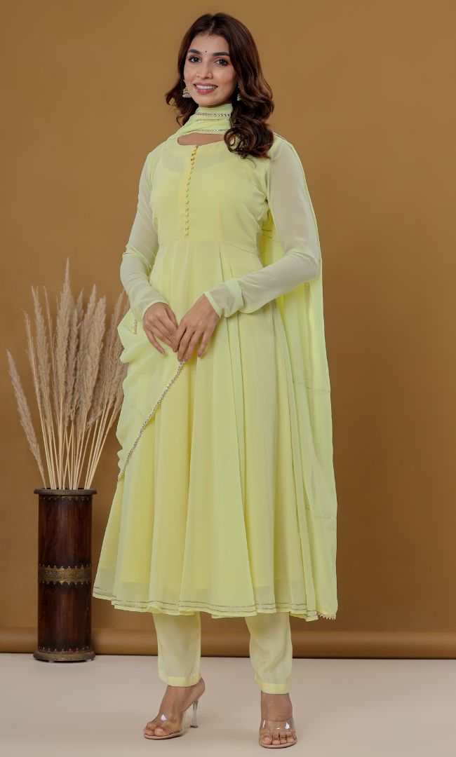 Lime  Anarkali Set