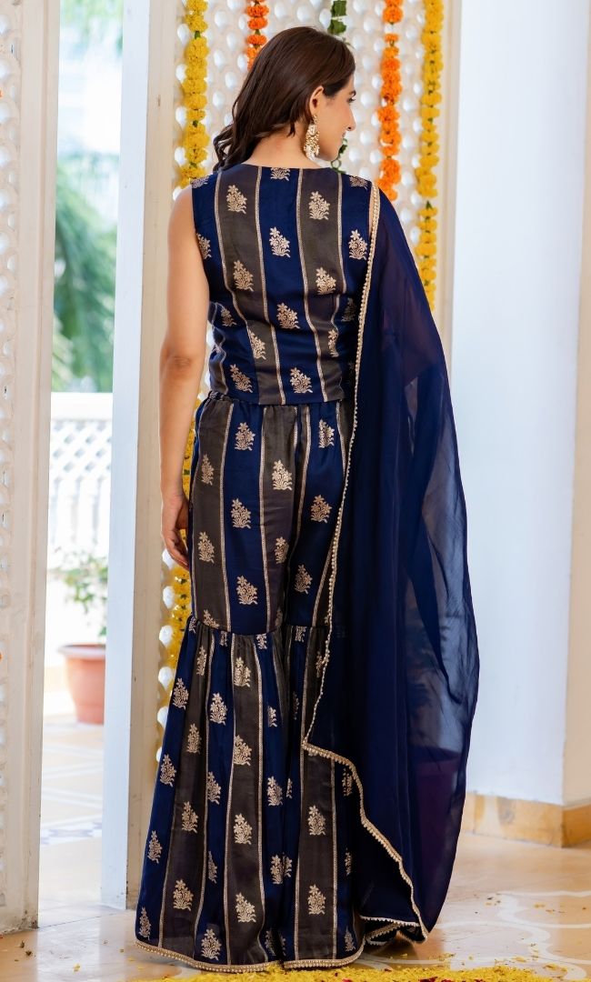 Blue Hour Brocade Sharara Set