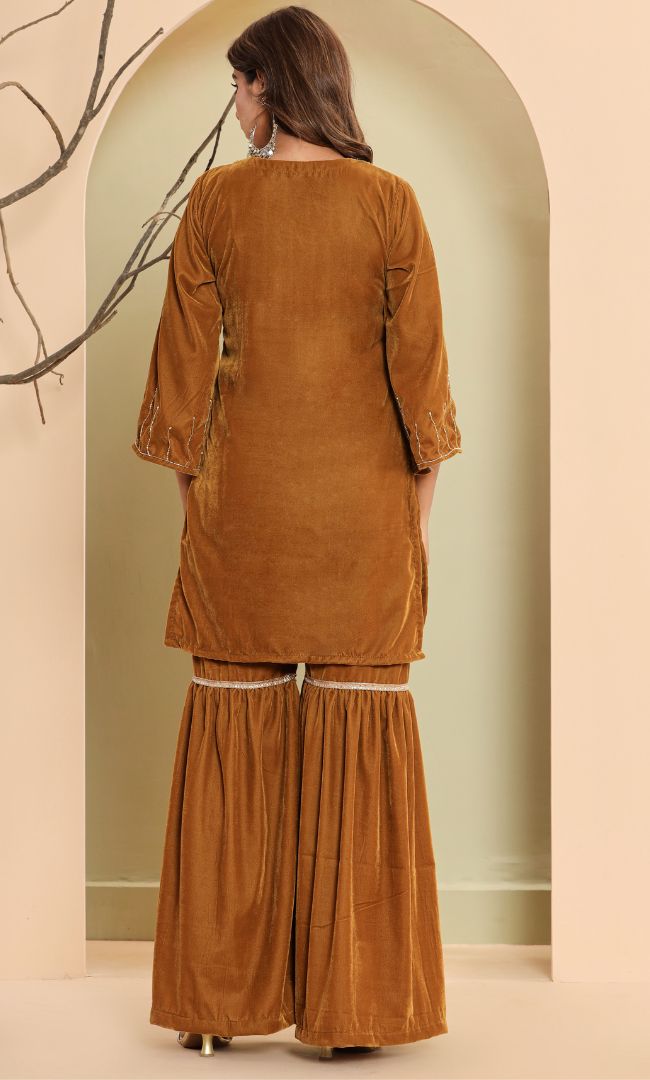 Golden Bloom Sharara Set