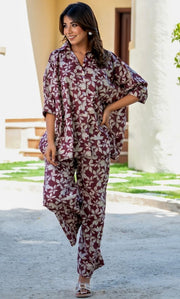 Maroon floral Co-ord Set