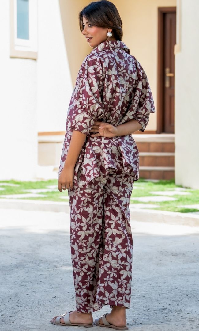 Maroon floral Co-ord Set
