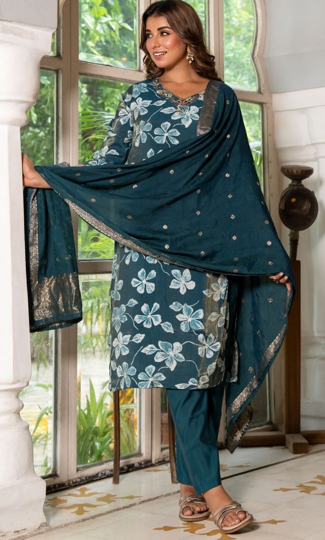 Opulent Teal Suit Set