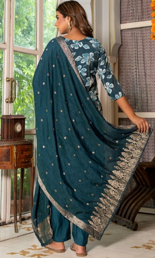 Opulent Teal Suit Set