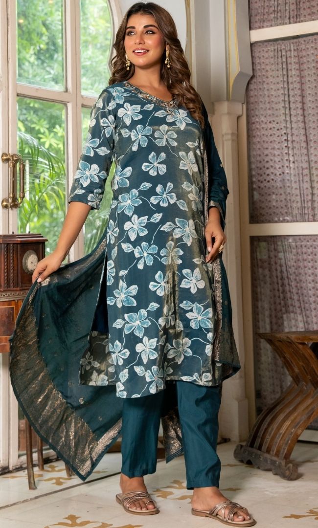 Opulent Teal Suit Set