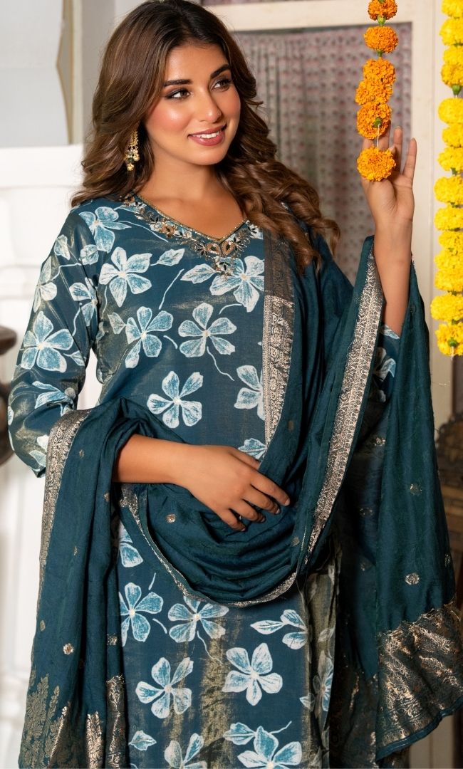 Opulent Teal Suit Set