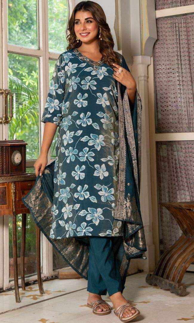 Opulent Teal Suit Set