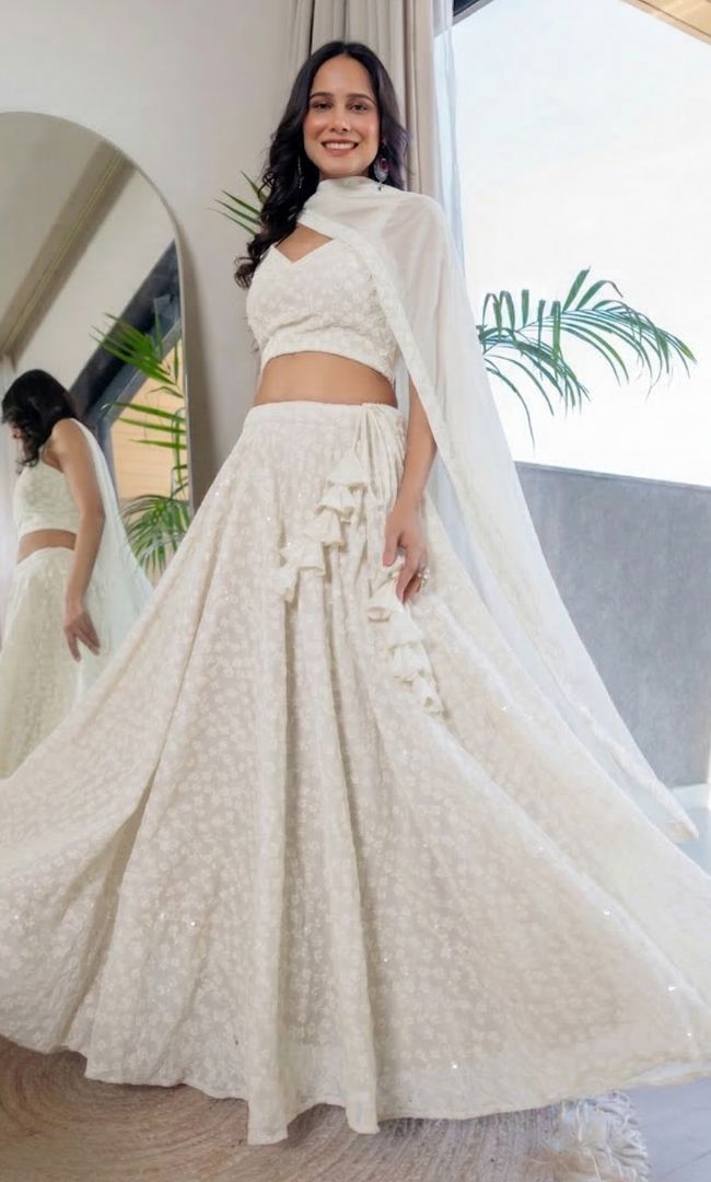 Twilight White Chikankari Lehenga