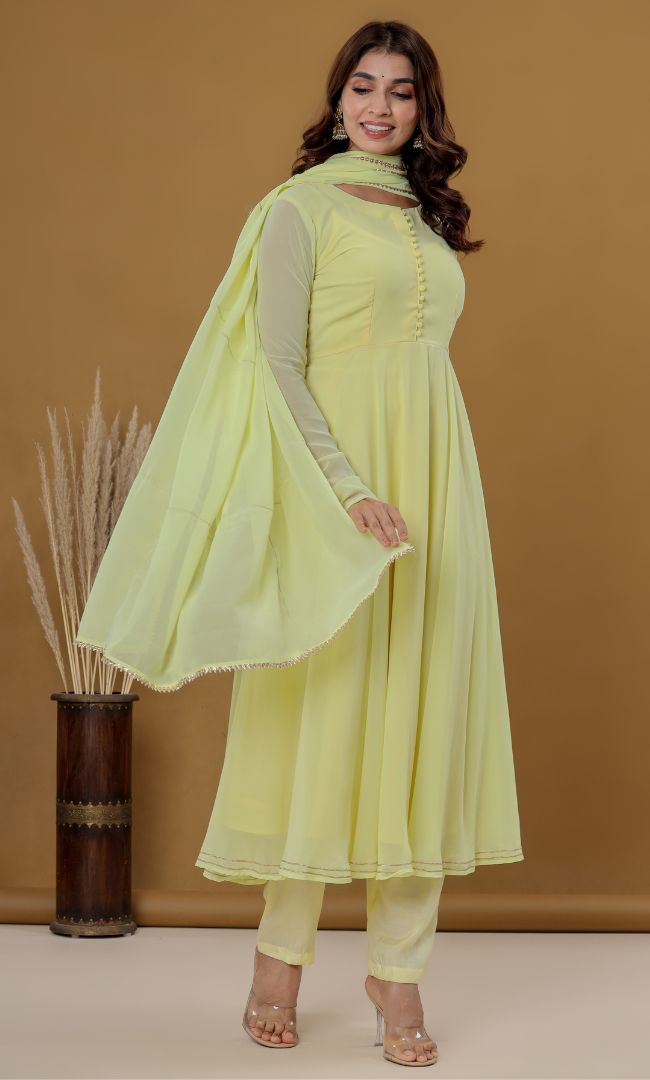 Lime  Anarkali Set