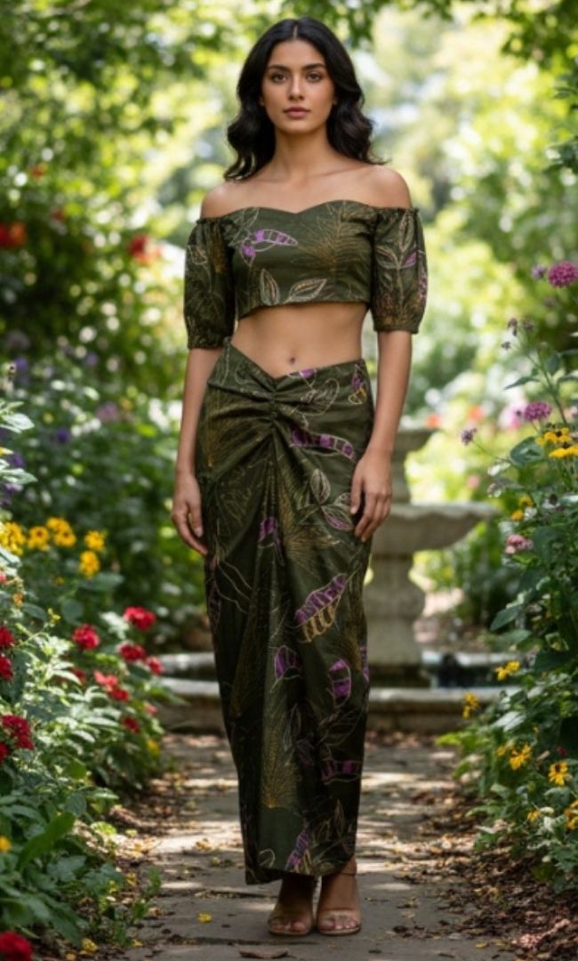 Tulip-Trim Skirt Set