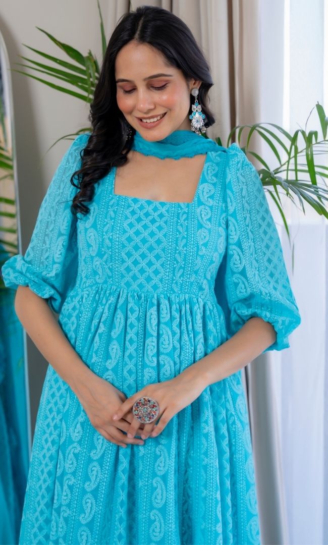 Noor-E-Sky Blue Anarkali