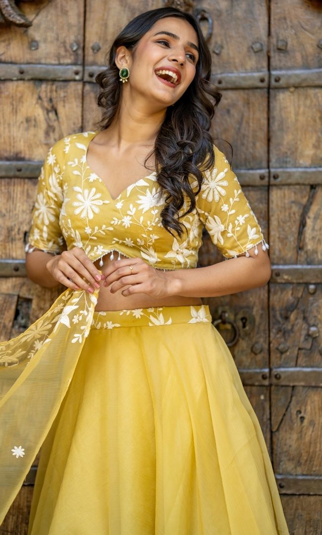 Swan Yellow Lehenga Set