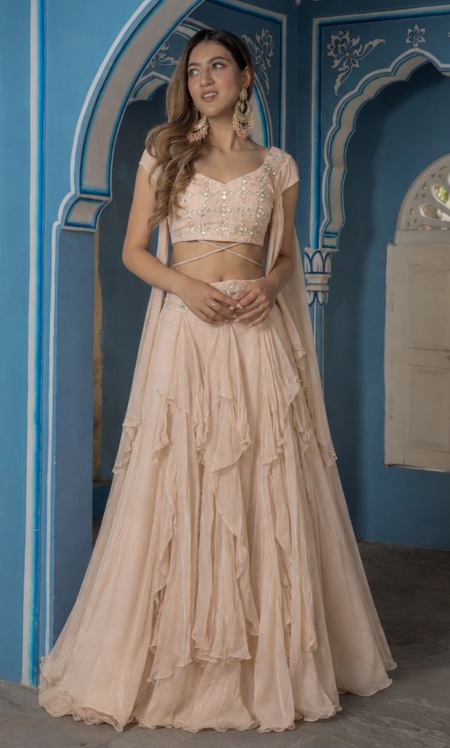 Moonlit beige Lehenga Set