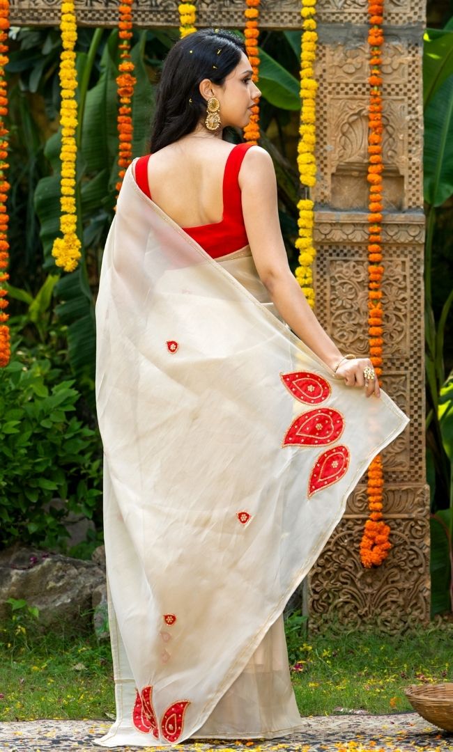 Shell White Tissue Saree