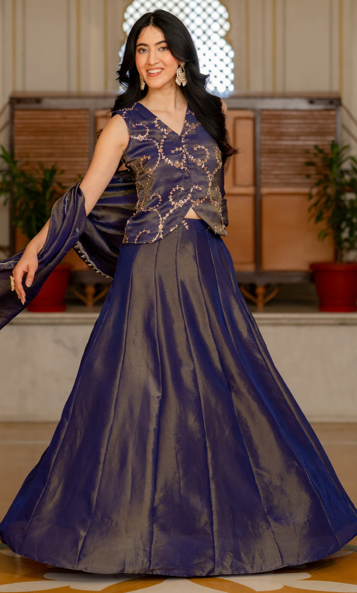 Sara Purple Tissue Lehenga Set