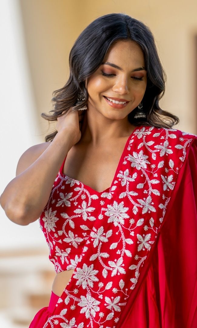 Noorani Pink Ruffle saree
