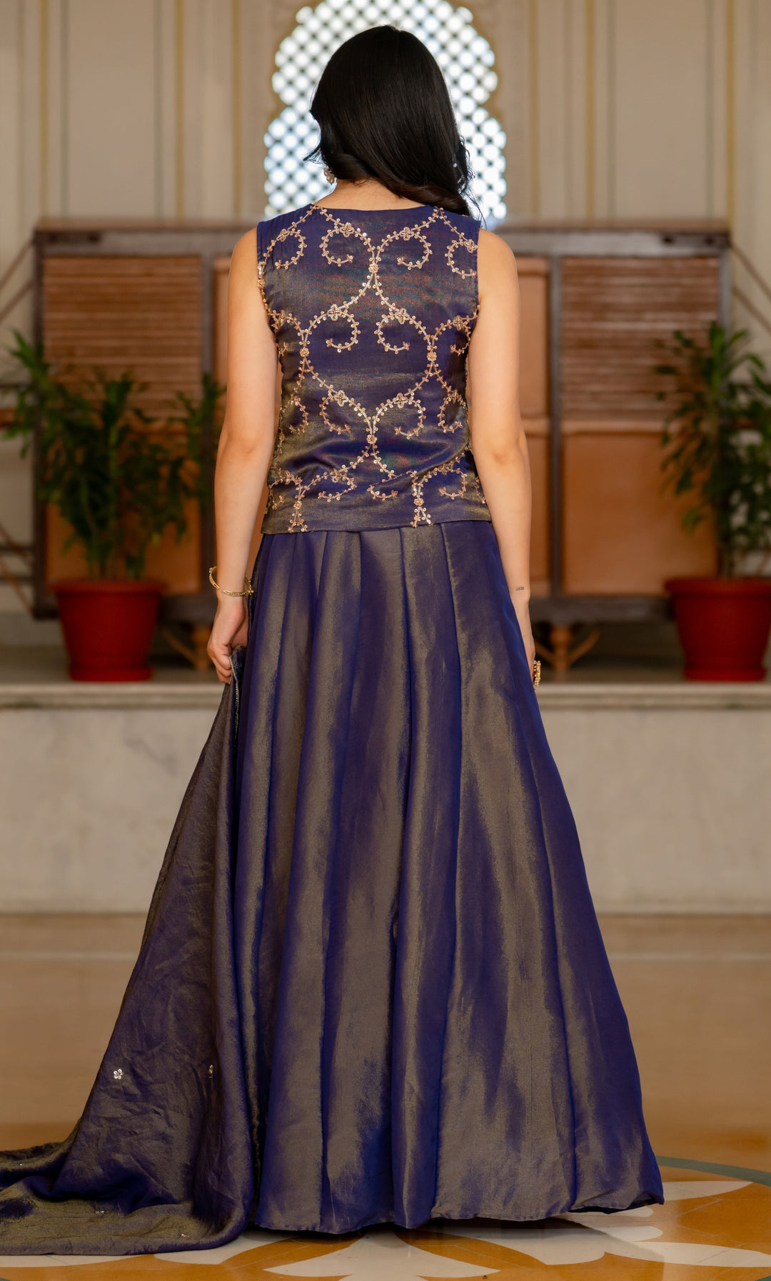Sara Purple Tissue Lehenga Set