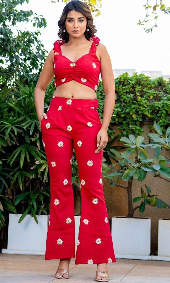 Victoria Red Color Victoria Red Co ord Set – House Of Jamoti