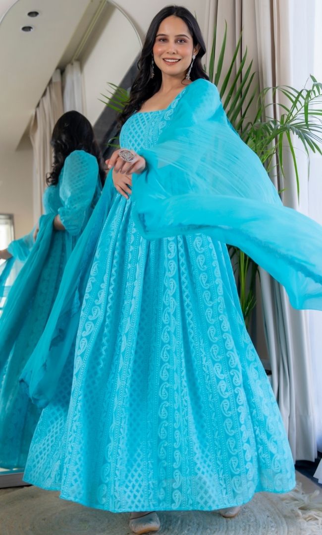 Noor-E-Sky Blue Anarkali