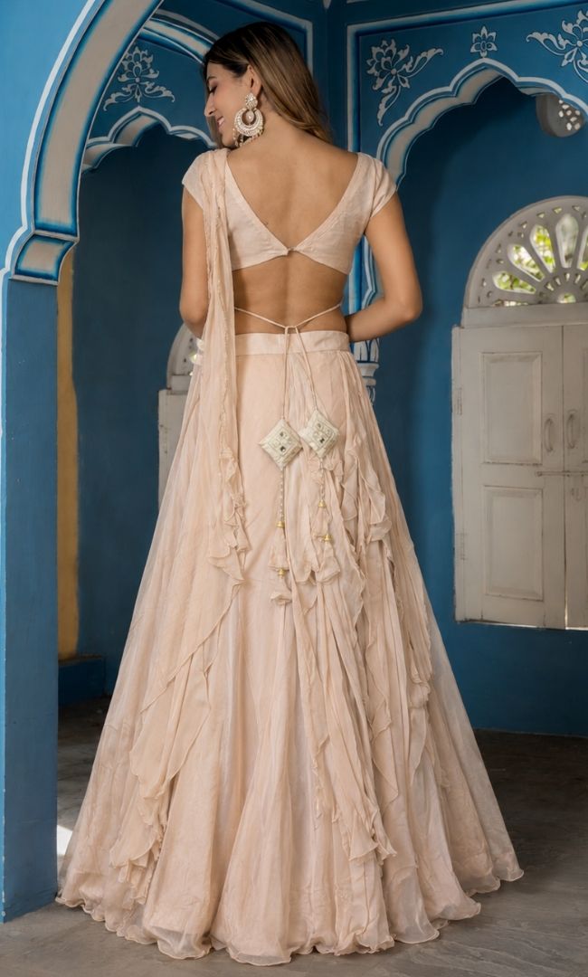 Moonlit beige Lehenga Set