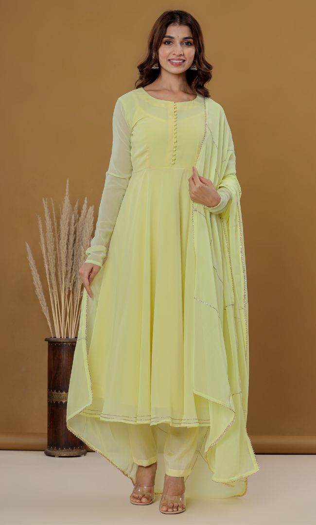 Lime  Anarkali Set