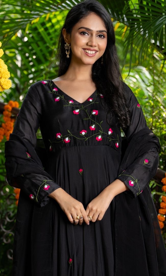Sparsh Black Anarkali Set