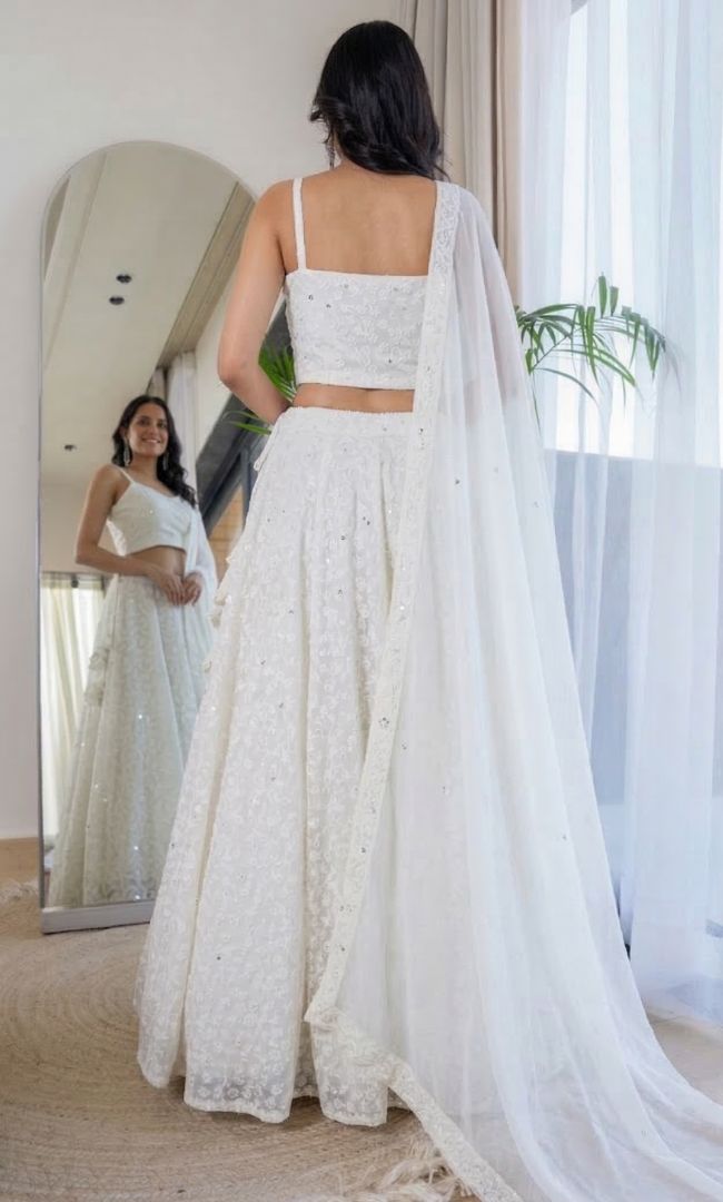 Twilight White Chikankari Lehenga