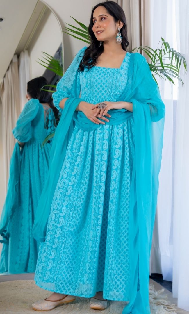 Noor-E-Sky Blue Anarkali