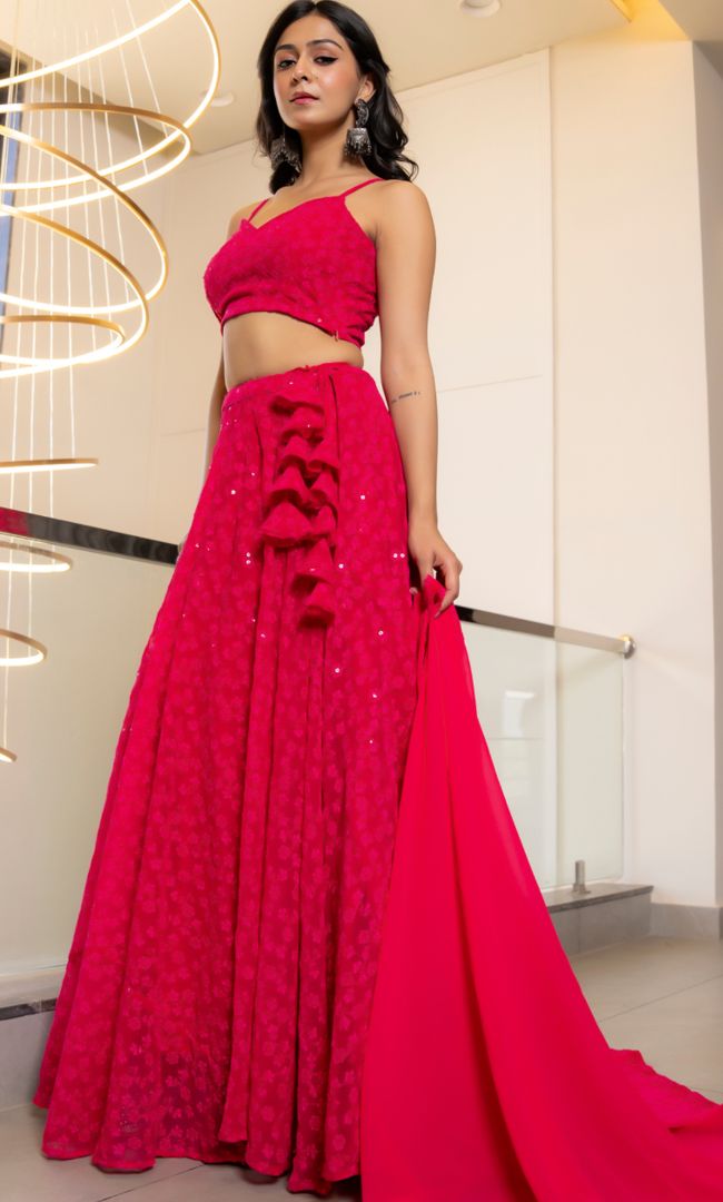 Twilight Wild Berry Chikankari Lehenga