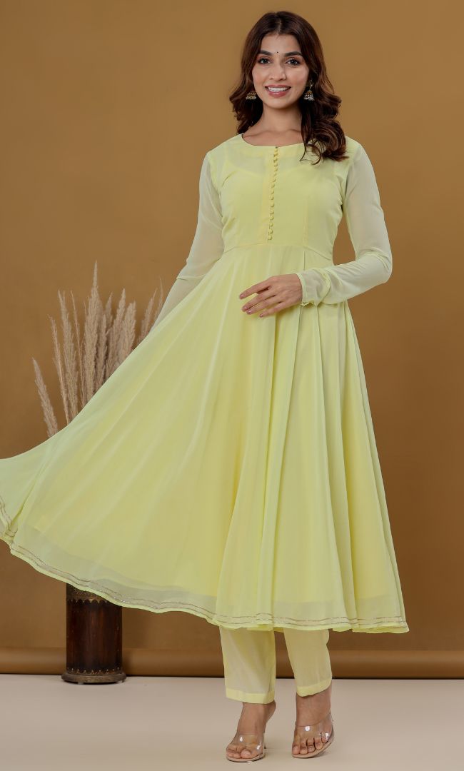 Lime  Anarkali Set