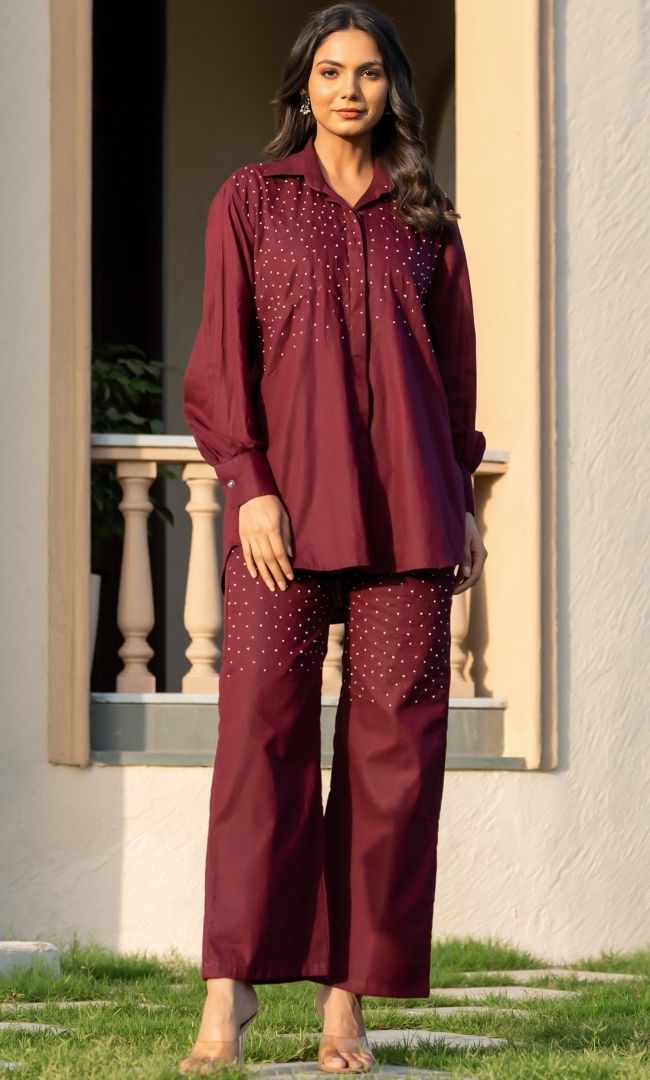 Maroon Pearl Co-ord Set