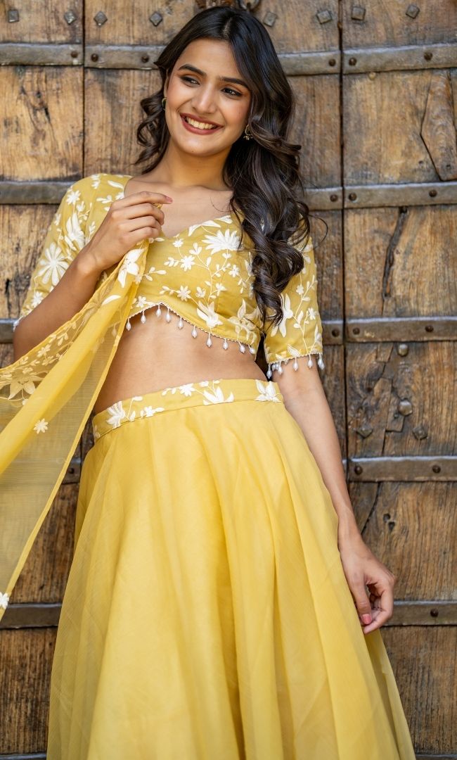 Swan Yellow Lehenga Set