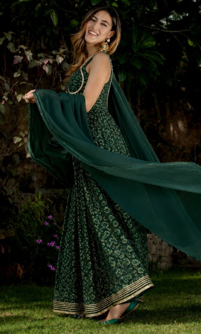 Emerald Brasso Anarkali Set