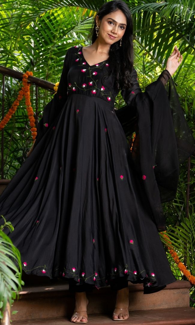 Sparsh Black Anarkali Set
