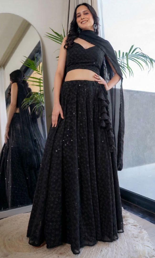 Twilight Black Chikankari Lehenga