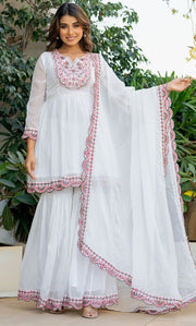 Swan White Organza Sharara Set