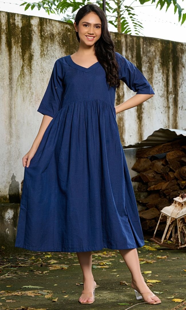 navy blue linen dresses Sleeveless Linen Dress ACADIA in Deep Navy Blue