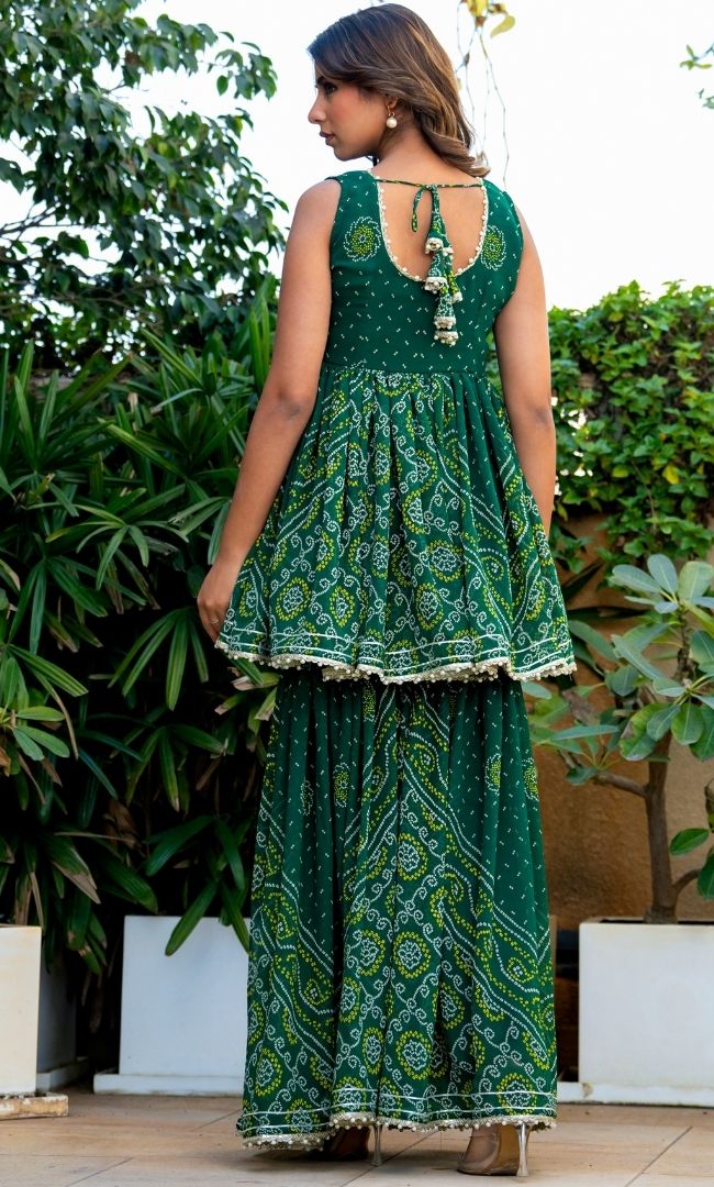 Grove Green Bandhej Sharara Set