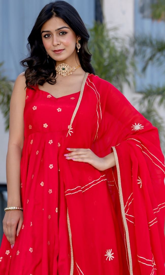 Zinnia Bandhej Anarkali Set