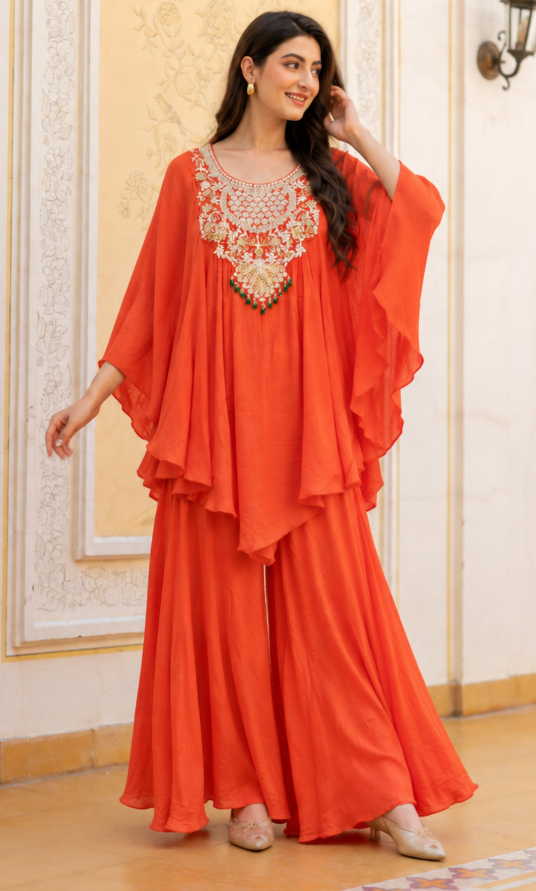 Celestra Coral kaftan Set