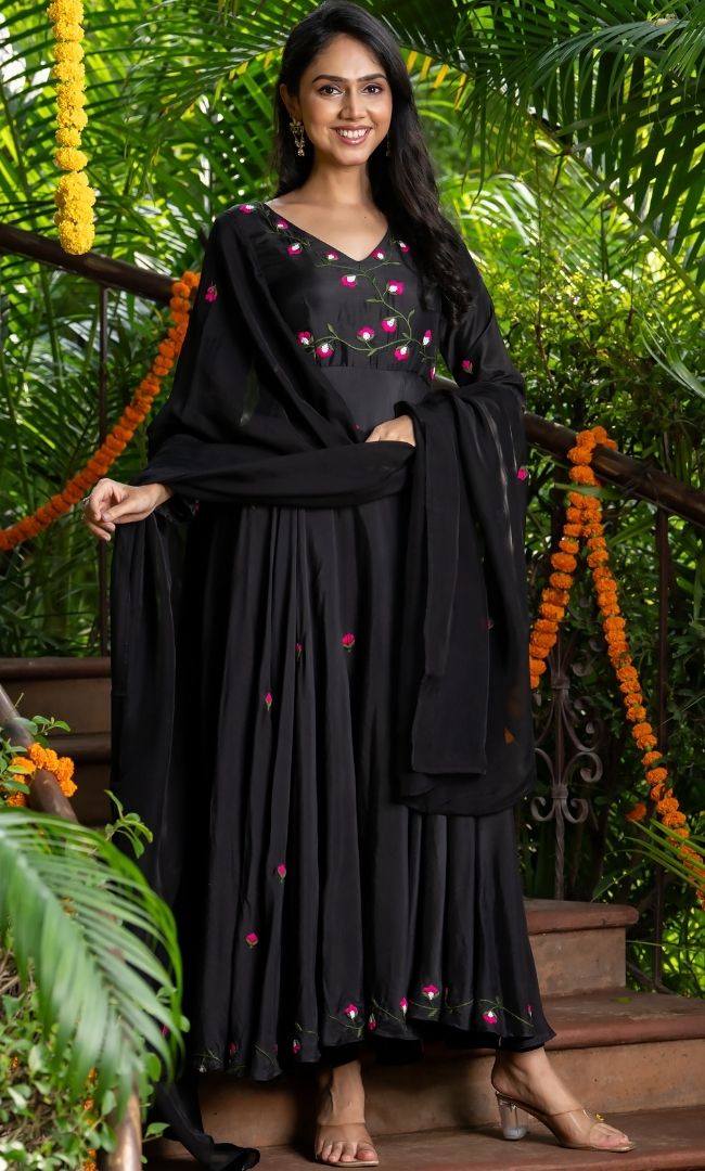 Sparsh Black Anarkali Set
