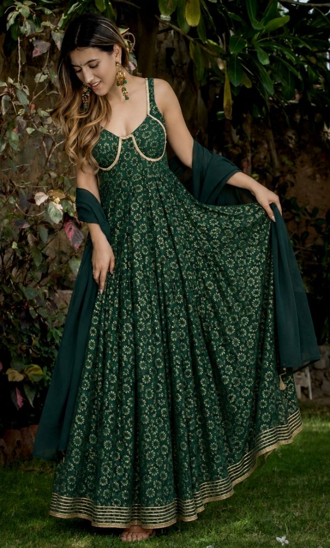 Emerald Brasso Anarkali Set