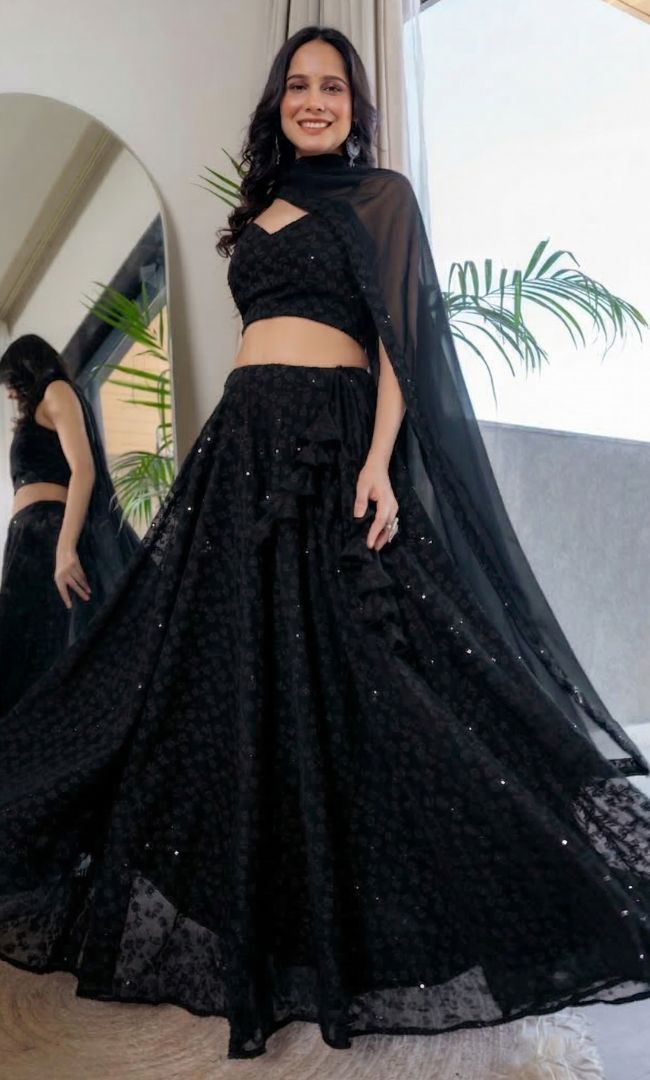 Twilight Black Chikankari Lehenga