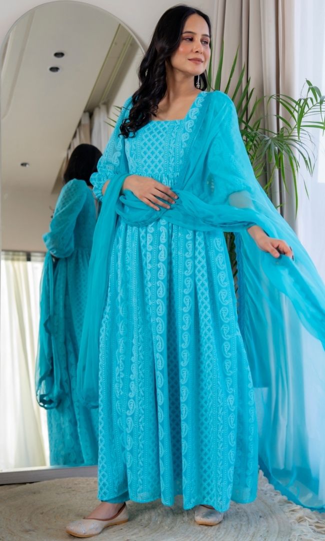Noor-E-Sky Blue Anarkali